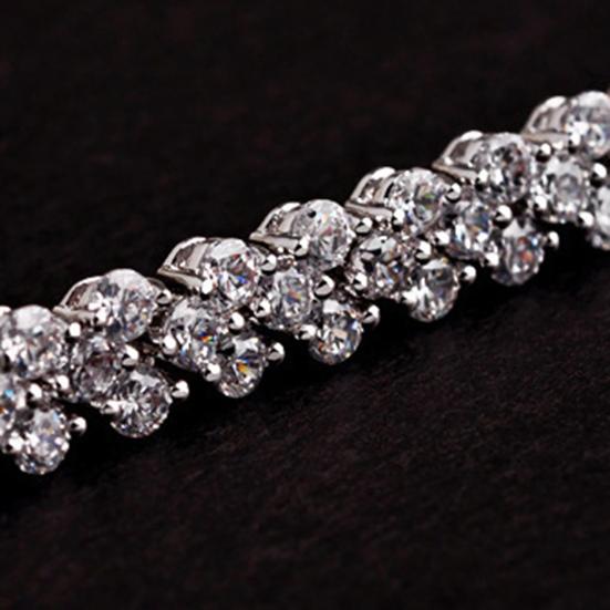 Chain Cubic Elegant Woman Zircon Rhinestone Inlaid Bangle for Daily Wear