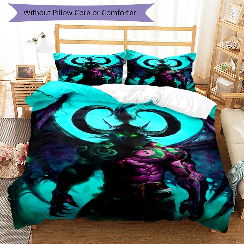 3pcs World of Warcraft Characters2 Pattern Bedding Set Duvet Cover Set Includes Duvet Cover &pillowcases, Perfect All Season Bedroom Decoration & Gift