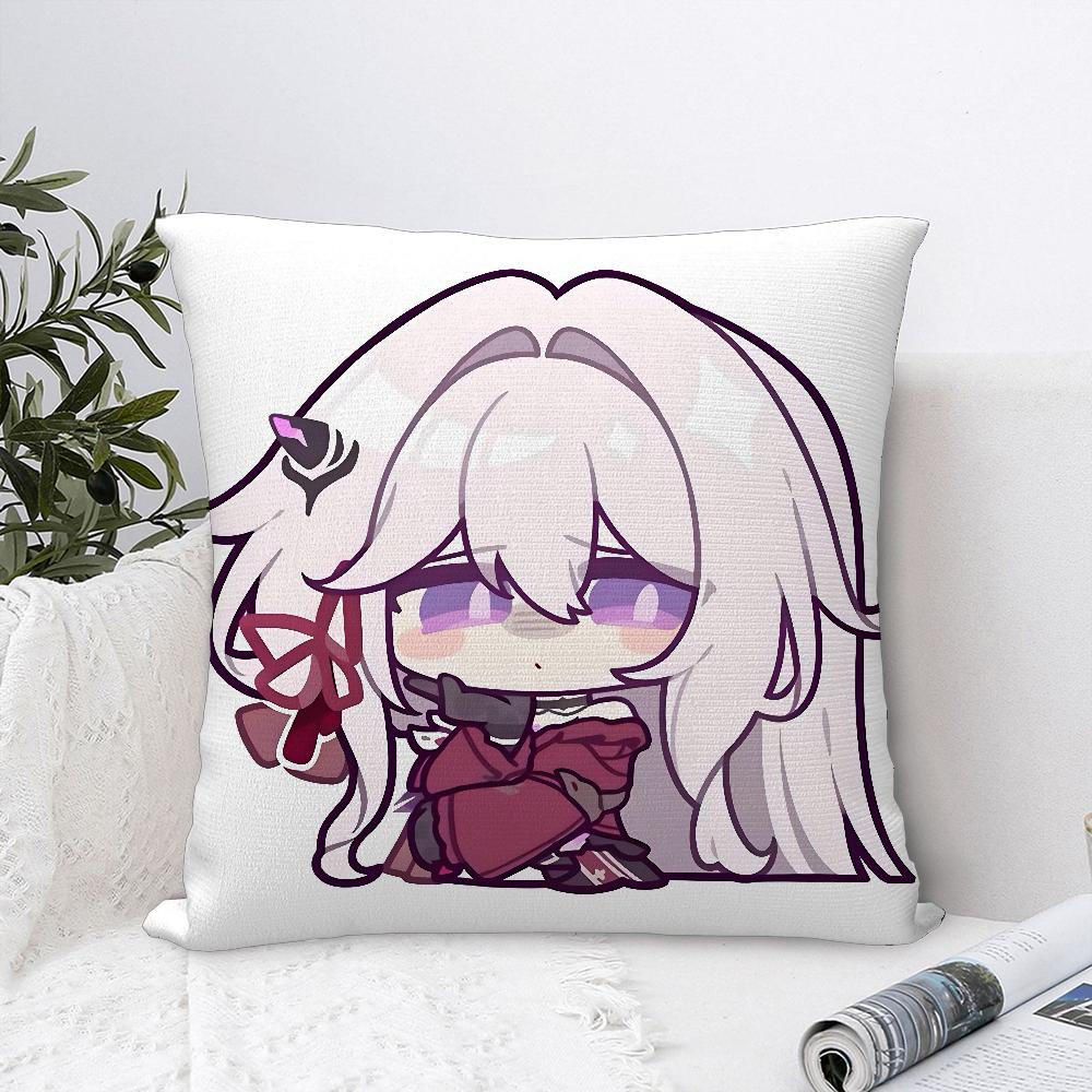 Аниме Игра H-Honkai Impact Наволочка Плюшевая Ткань Мягкая Наволочка Двусторонняя Печать Чехол для Подушки Чехол для Декоративной Подушки 16x16Inch