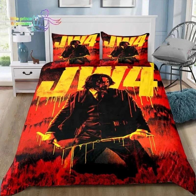 Thriller Film John Wick Bedding Set Single Twin Full Queen King Size Bed Set Adult Kid Bedroom Bedding Gift