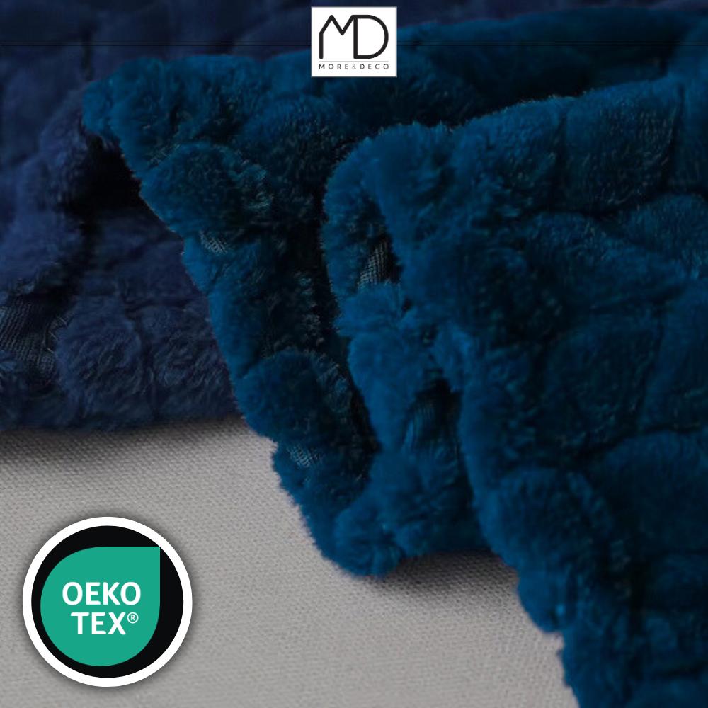 Navy Blue Embossed Polyester Throw Blanket 200x220 Cm - Modern Style for the Bedroom