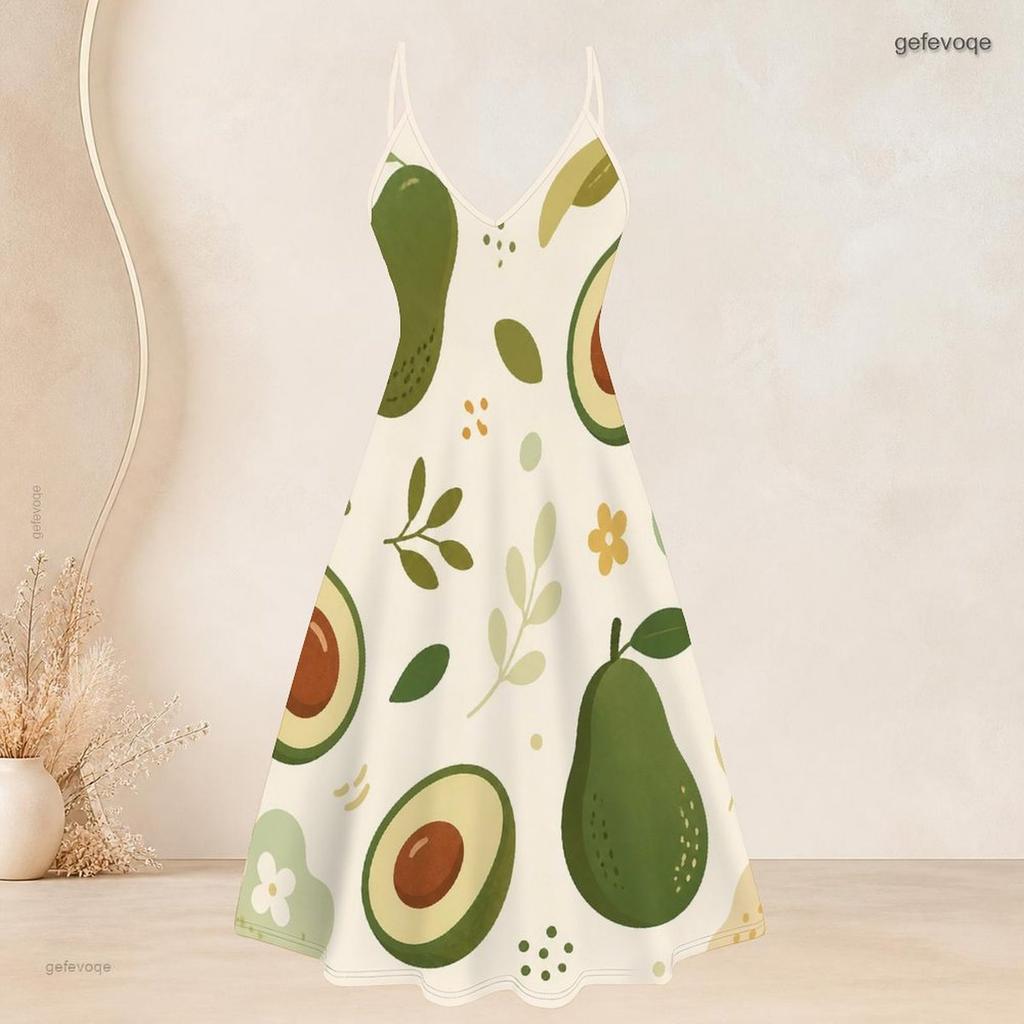 Women Plus Size Two Piece Set Fruit Leaf Printed Short Sleeve Draped Cardigan V Neck Strappy Flared Dress