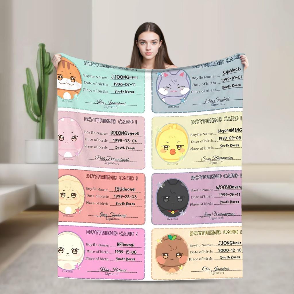 Kpop Ateez Band Soft Warm Blanket  Picnic Plush Throw Blanket Street Trend Outdoor Flannel Bedspread Sofa Bed Cover