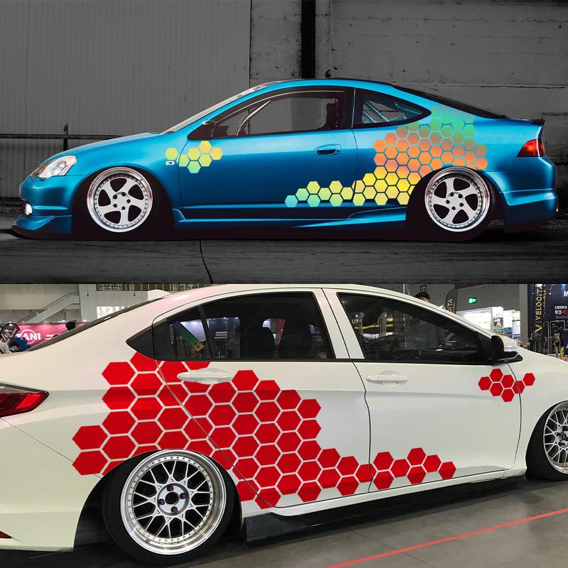 Car Sticker Camouflage Kit Solid Hexagon Honeycomb Graphics Decor Waterproof Auto Body Side Door DIY Decoration Accessories