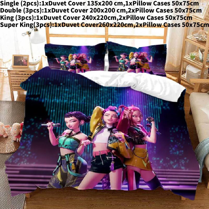 Kpop Hunters Demon Digital Print Duvet Cover Pillowcase Set Bedding Bedroom