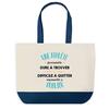 Shopping Bag - PLANETEE - Blue Bottom Shopping Bag A Formidable Athlete - Cotton 40x45 Cm - No Closure - Made In France