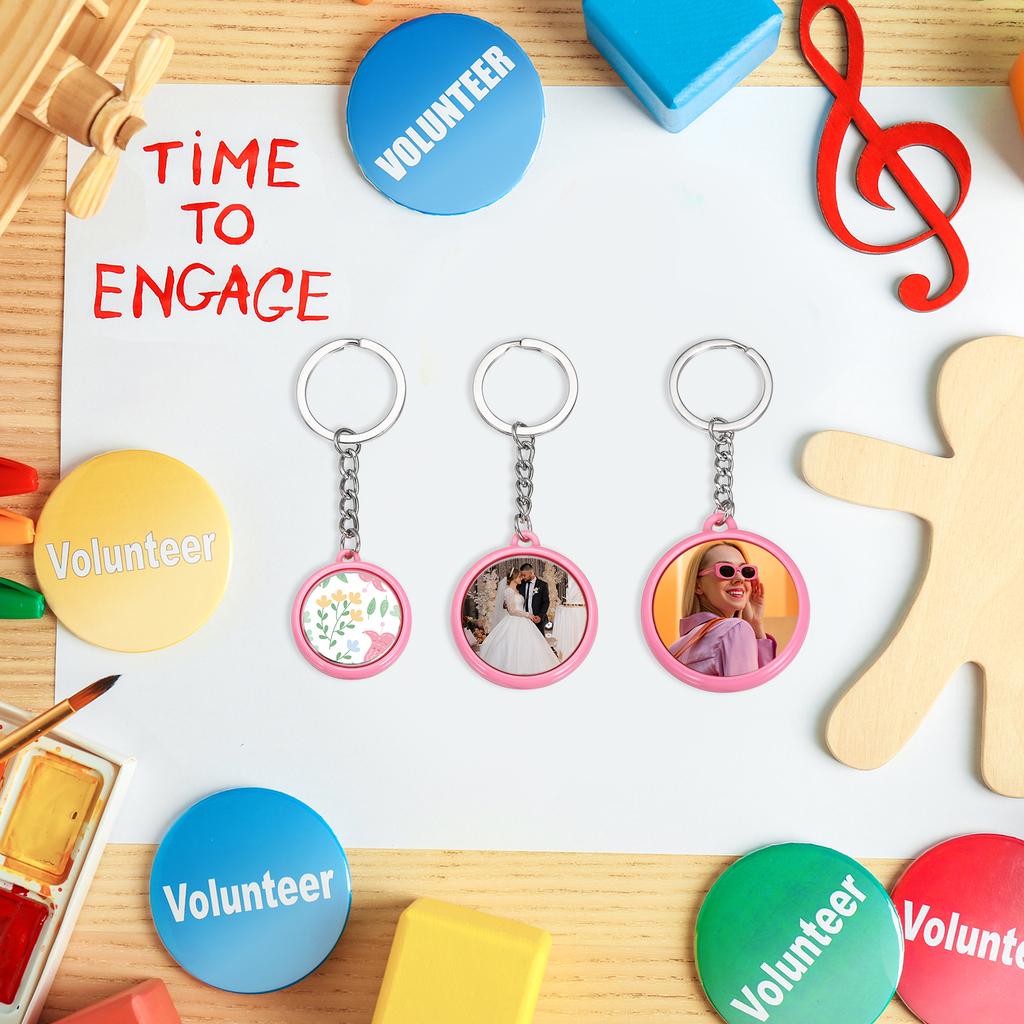 10/25/50Set Button Maker Supplies 25/32/37mm Blank Badge Button Parts Badge Parts w Blank Paper for Crafts Double-Sided Keychain