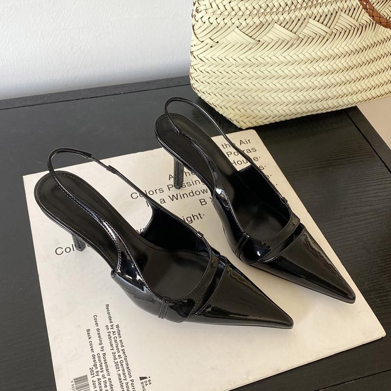 Fashion SUOJIALUN 2025 Spring New Brand Women Sandal Fashion Shallow Slip On Ladies Elegant Slingback Shoes Thin High Heel Dress Pumps