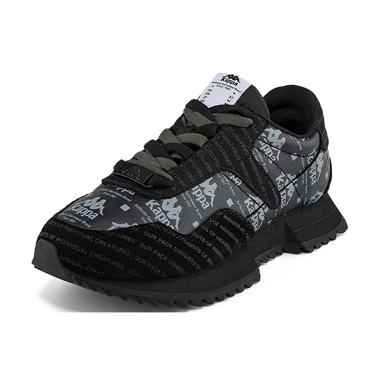 Kappa Leather Fabric Sports Fashion Series Retro Wear-Resistant Non-Slip Low-Top Casual Shoes Unisex Casual Shoes Black KPCBGMM78C-990B