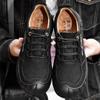 2024 New Men Leather Casual Hiking Shoes Outdoor Antiskid Genuine Leather Walking Shoes Soft Homme Classic Ankle Flats Moccasin