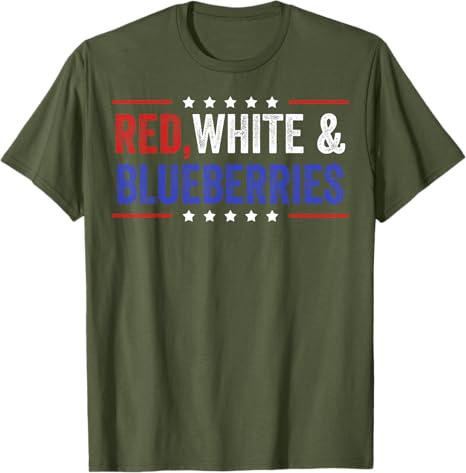 Red White and Blueberries Patriot Freedom TShirt Unisexs Fashion Letters Printed Saying Tee Novelty Gift Cotton Political Outfit