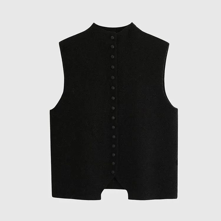 Women's Summer Korean-Style Single-Button Knit Vest, Layering Sleeveless Top, Commuter Sweater, Cardigan