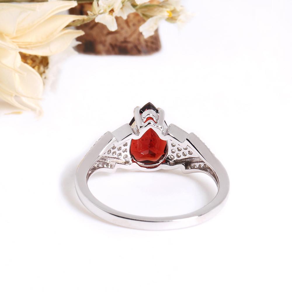 Love and hope natural Mozambique garnet V-shaped design silver Ring Earrings set light luxury jewelry for women