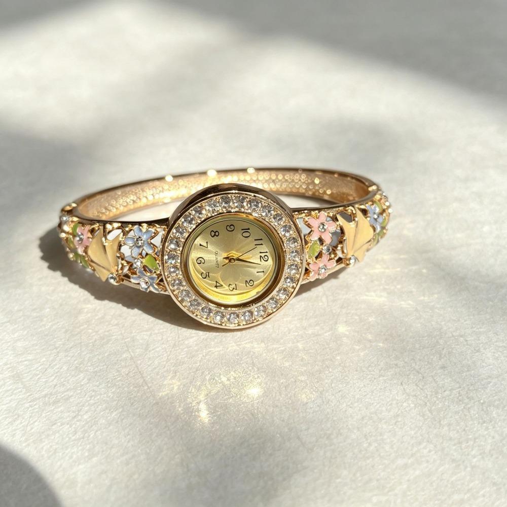 Enamel Bracelet Watch Hollow Wristwatch Fashionable Bangle Watch Women s Watch