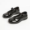 Girls Black Patent Leather School Shoes Formal Occasions Magic Tape TPR Sole Ages 4-16