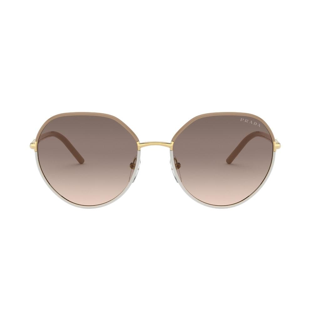 

Prada PR 65XS 09G3D0 58mm Женские круглые солнцезащитные очки бежевые
