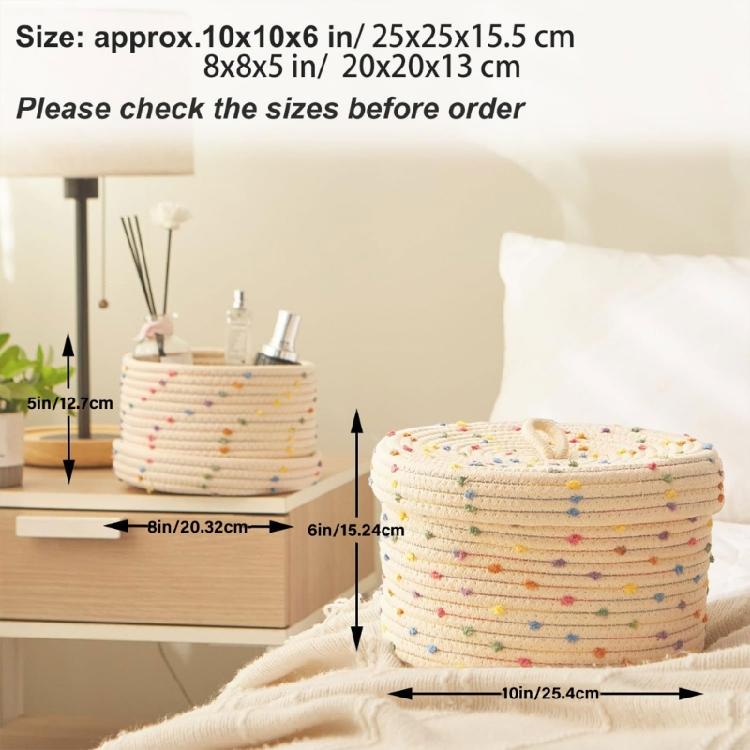 2pcs Sturdy Cotton Rope Storage Baskets With Lid Designs for Keeping Living Space Neat and Tidying Household Use