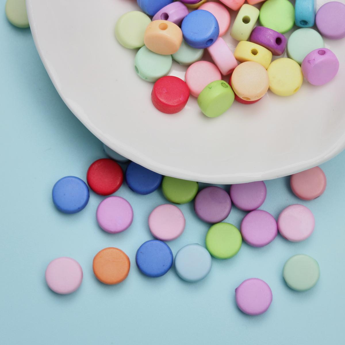 

Home Party Supplies 4*7mm Earring Flat Round Acrylic Jewellery Making Handing Craft Solid Color DIY Accessories Fashion Necklace Bracelet Loose Beads