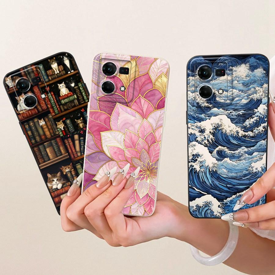 For OPPO Reno7 Reno8 4G Case Len Proective Back Cover flower Bow Soft Silicone Funda for OPPO F21 Pro Reno 7 4G Shockproof Capa