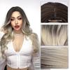 Blonde Body Wave Synthetic Wig for Woman Brown Ombre Blonde Long Curly Hair Cosplay Lolita Party Natural Heat Resistant Wigs
