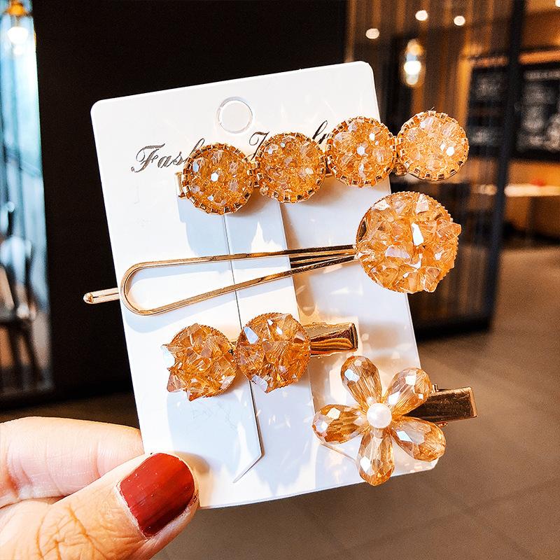 Korean Chic Round Pearl Flower Hair Pins Vintage Barrettes Hair Clips Set Crystal Metal Hair Accessories Hairgrip for Women