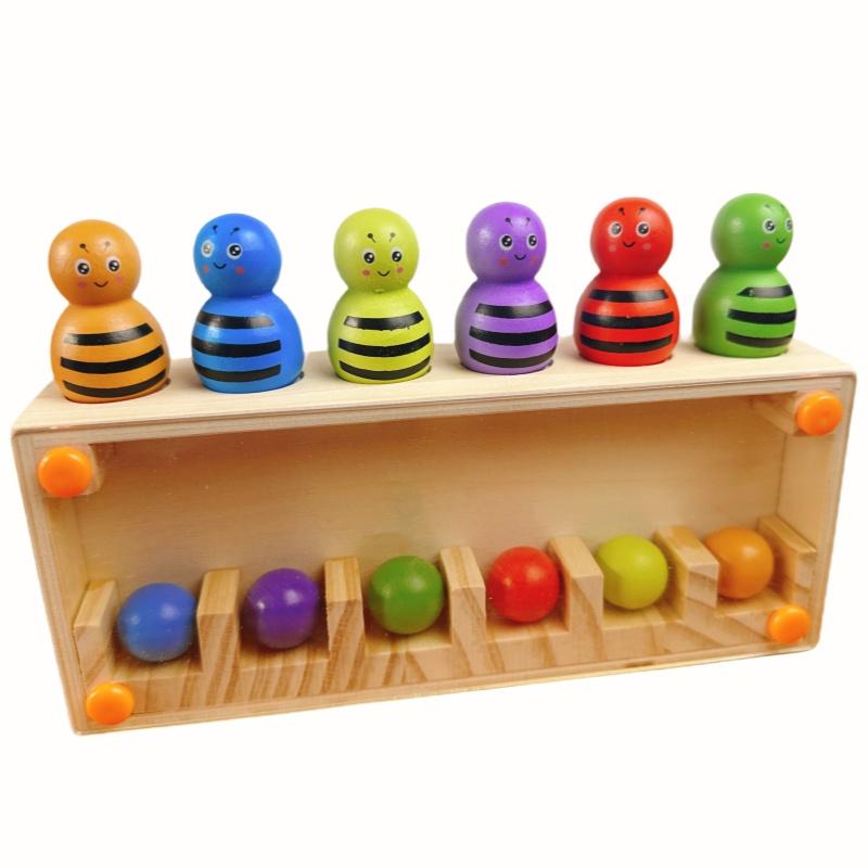 Hračky pro předškolní věk na třídění barev Dřevěná včelka na třídění barev Montessori hračka Logická hra pro kluky a holky Hračky Dárky