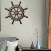 Wall Art Decor Nautical Wheel Wall Sculpture Wooden Ship Steering Wheel Boat Rudder for Club Living Room Bar Fireplace Farmhouse