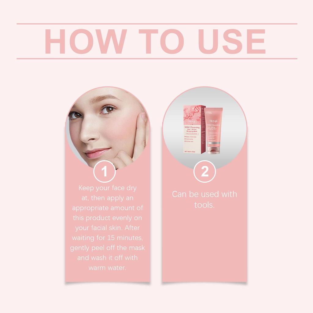 Hoygi Gentle Moisturizing Peel-Off Mask, Nourishing and Brightening, Cleanses Pores, Improves Dullness, Facial Skincare Peel-Off Mask 50g