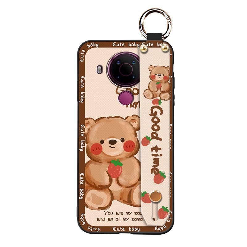 Wrist Strap Dirt-resistant Phone Case For Nokia 5.4 Back Cover Durable Wristband Silicone Soft case Protective Cartoon