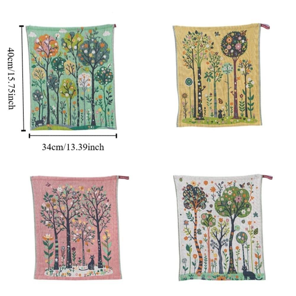 4pcs Quick Dry Pastoral Style Hand Towel 4 Layer Cotton Gauze Tea Towel Kitchen Towel  Bathroom