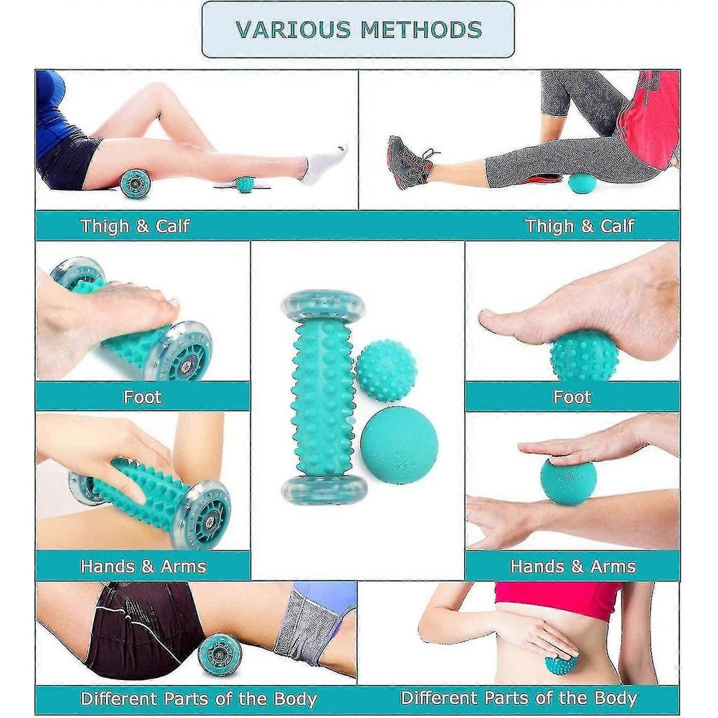 3 Sets Foot Massage Balls Hedgehog Ball and Foot Massage Roller Set for Plantar Fasciitis Pain Relief, Muscle Relaxation, Improve Circulation