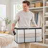 Large Capacity Transparent PVC Storage Bag with Zipper Closure and Reinforced Handles for Clothes Bedding and Moving Organization
