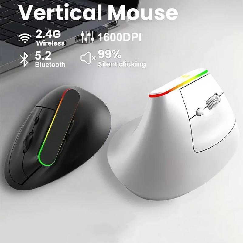 2.4G Wireless Mouse Dual Mode RGB Vertical Mouse Bluetooth Mouse Rechargeable Silent Mouse Ergonomic Mice for PC Laptop Desktop