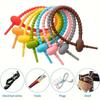 Candy Colors Silicone Tie Tadpole Shape Live Buckle Cable Ties Data Cable Earphone Charge Cable Line Tie Strap Organizer