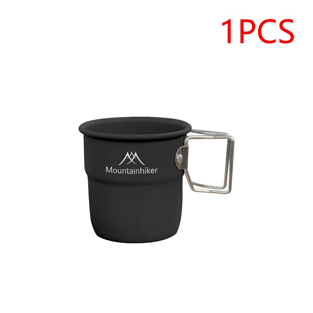1-5PCS 300ml Camping Water Cup with Foldable Handle Picnic Water Mug Aluminum Alloy Lightweight Camping Cup for Outdoor