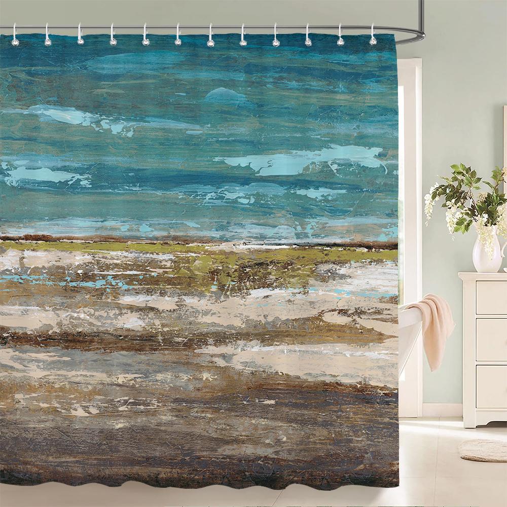 1 Pcs Simple Patterned Polyester Shower Curtain Waterproof Fabric, Thickened Mildew Polyester Bathroom Partition Curtain