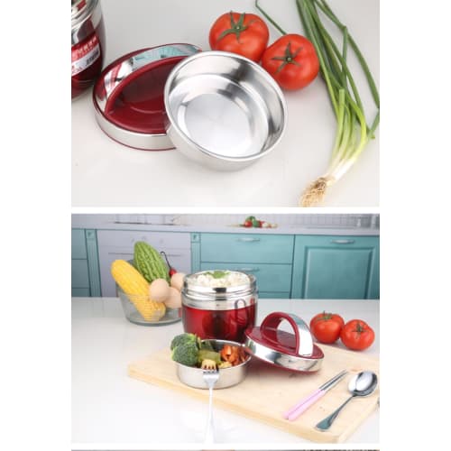 Fiegcit Portable Stainless Steel Insulated Lunch Box, Rice Bowl-Shaped, Thermal Soup Cup, Insulated Lunch Box, Breakfast Cup, Soup Bowl, Food Thermal