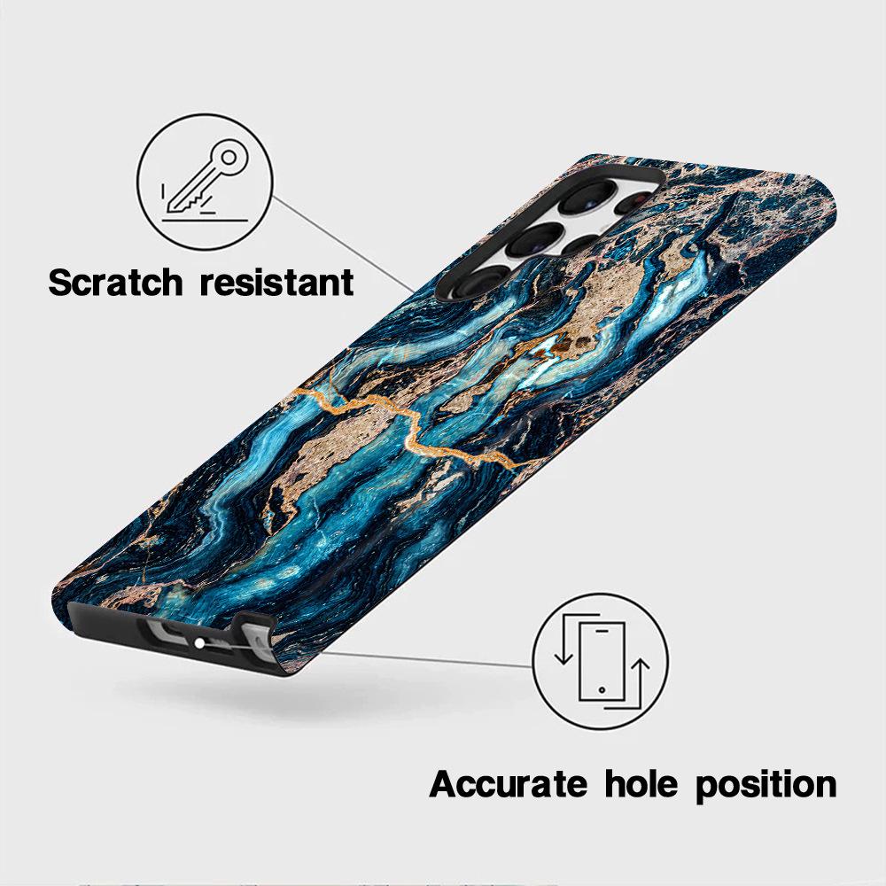 Light Luxury Art Marble Pattern Heat Transfer Samsung S23Ultra Double-layer Film Case SamsungS26 Mobile Phone Case