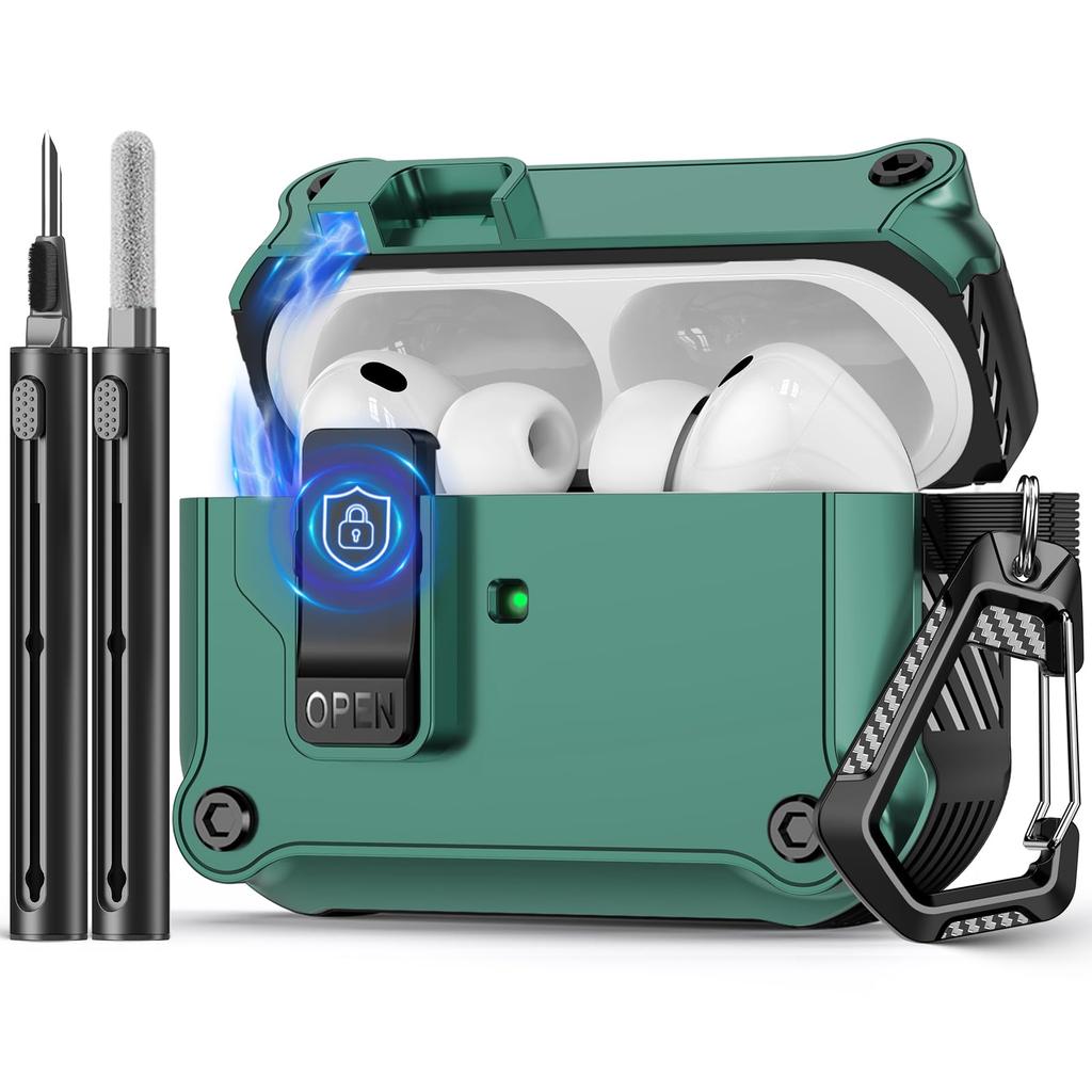 New Case for Airpods Pro 3 2025 Secure Lock Clip Automatic Pop-up Full Protective Case with Cleaning Kit for Apple AirPods Pro 3