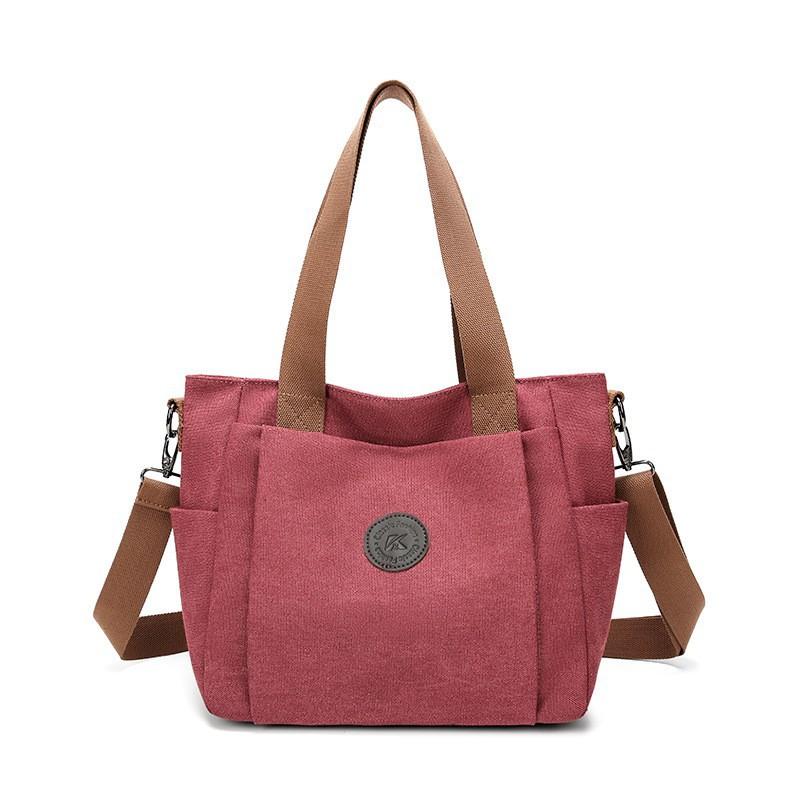 

Women s Bag Large Capacity Commuting Hand Shoulder Canvas Solid Color Underarm фіолетовий