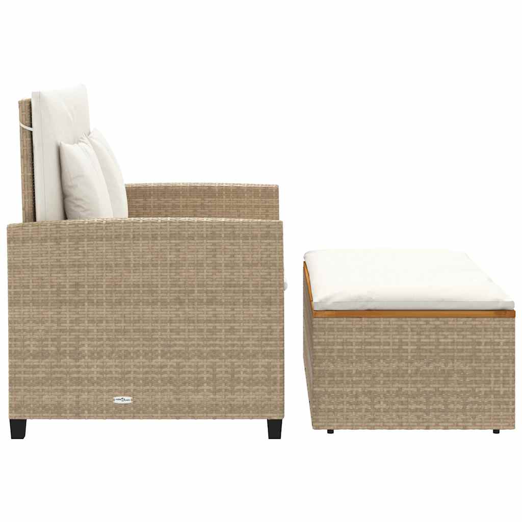 Vidaxl Sofa Ogrodowa Z Poduszkami, 2-Os., Beżowa, Rattan Pe I Akacja