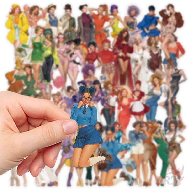 50Pcs/Set Retro Pop Girls PET Stickers Waterproof DIY Fashion Doodle Decals Stickers