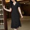 ZANZEA Women Casual Lace Crochet Patchwork Short Sleeve Sheath Dress