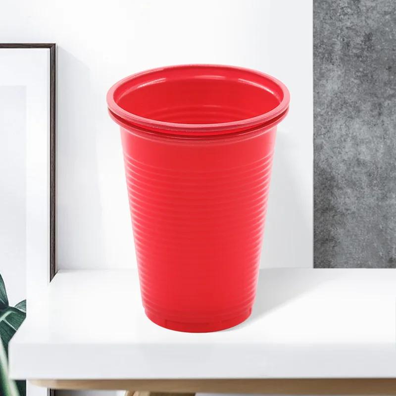 Disposable Plastic Cups In Red Drinking Beverage Party Recyclable Red Cups with Fill Lines for Drinks Birthday Wedding Christmas