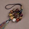 Duobao Pearl Wooden Car Pendant Green Sandalwood Crafts Creative Sandalwood Decorative Buddha Bead Bracelet Car Pendant Ornament