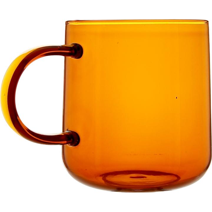 GLASS MUG FOR COFFEE AND TEA 310 Ml. 8.7 Cm AMBER