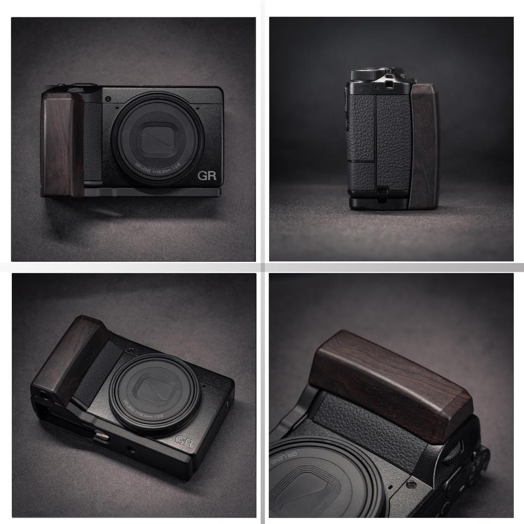 SIUTATDSH Camera Grip for Ricoh GR IV and GR4 Cameras, with L-Shaped Quick Release Plate, Solid Wood Handle, and Tripod Mount (Ebony Chalkboard)