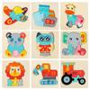 3D Wooden Animal & Vehicle Puzzle Blocks - Educational Hand-Grasp Board for Kids