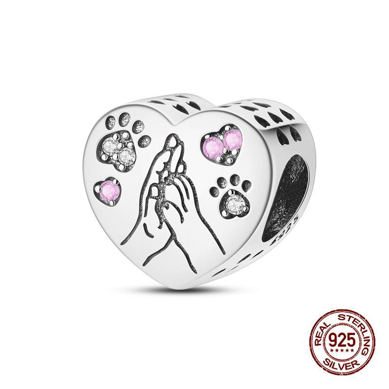 Copper Heart Dog Cat Warm Family Charms Beads Fit 3Mm Original Bracelets Fine Diy Mother'S Day Jewelry Gift