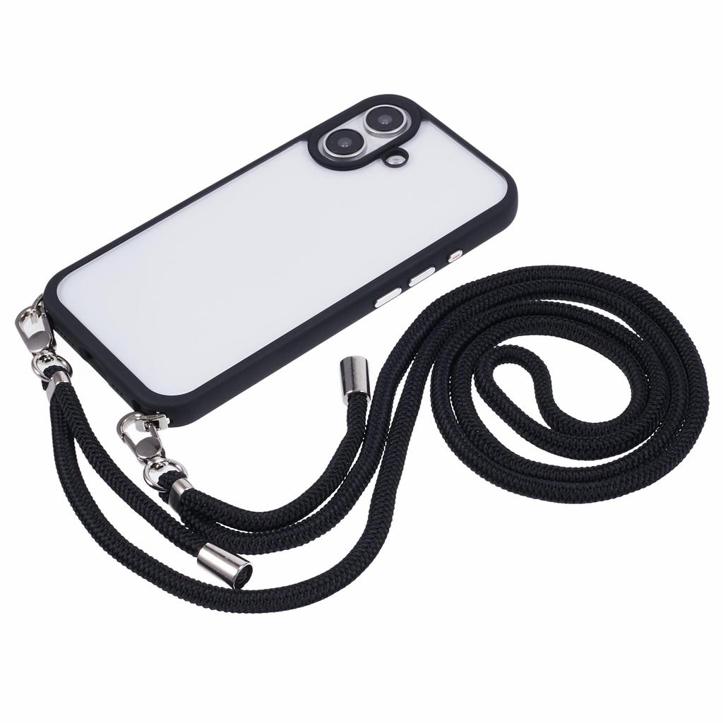 For iPhone 16 Plus Case TPU+PC Crystal Clear Back Cover with Lanyard
